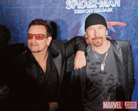 Bono and The Edge at the Spider-Man: Turn Off the Dark Premiere
