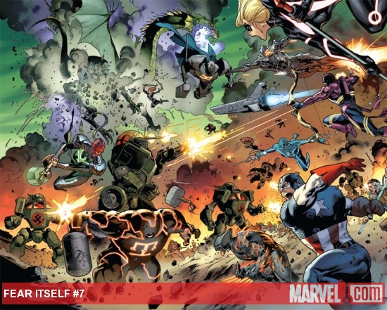 Fear Itself #7 interior page by Stuart Immonen