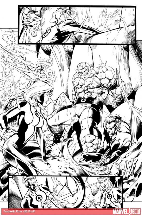 Fantastic Four (2012) #1 preview inks by Mark Bagley