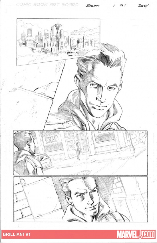 Brilliant #1 preview pencils by Mark Bagley