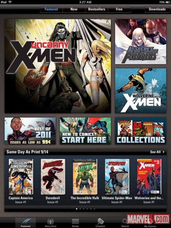 Marvel Comics app 3.0 interface screen