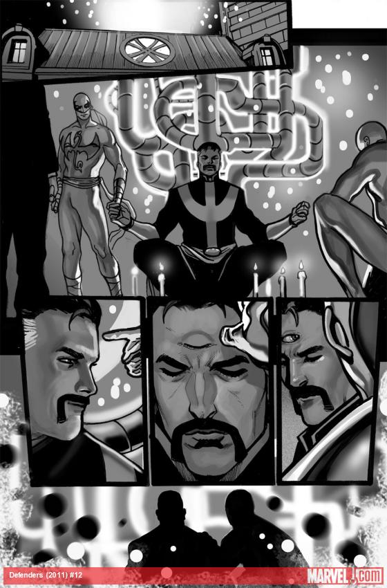 Defenders (2011) #12 black and white preview art by Mirco Pierfederici