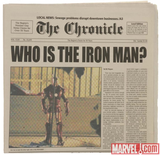 Newspaper movie prop from Iron Man