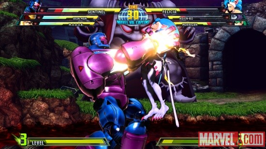 Marvel vs. Capcom 3 screenshot: Sentinel vs. Felicia