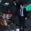 Chris Evans (Captain America) and Clark Gregg (Phil Coulson) on the set of Marvel's The Avengers