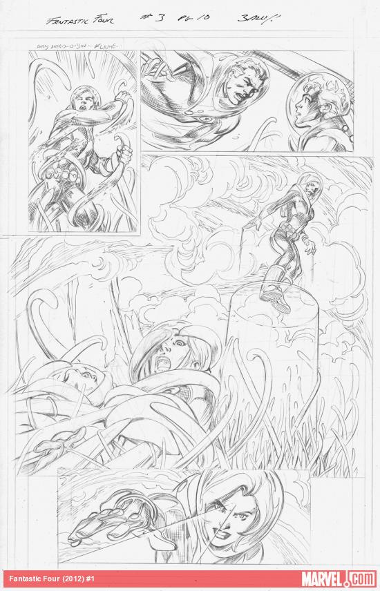 Fantastic Four (2012) #1 preview pencils by Mark Bagley
