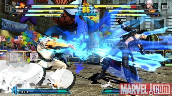 Ryu vs. Dante in Marvel vs. Capcom 3