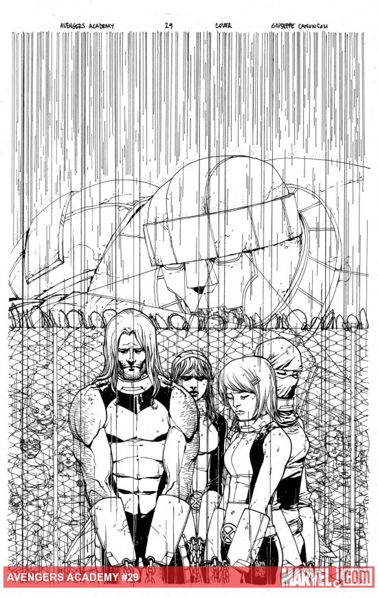 Avengers Academy #29 inked cover by Giuseppe Camuncoli