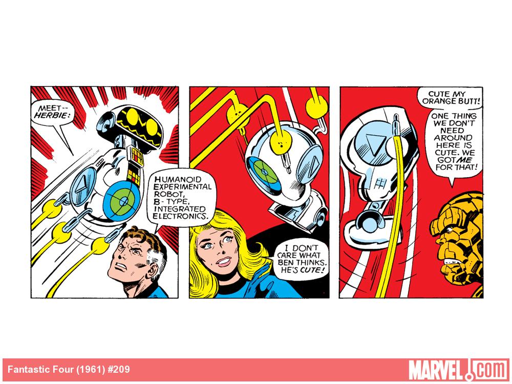 H.E.R.B.I.E.'s first appearance in Fantastic Four #209