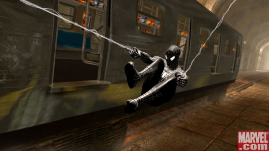 Spider-Man swinging