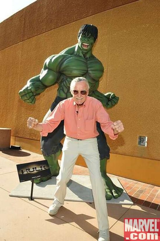 Executive Producer Stan Lee poses with the Hulk