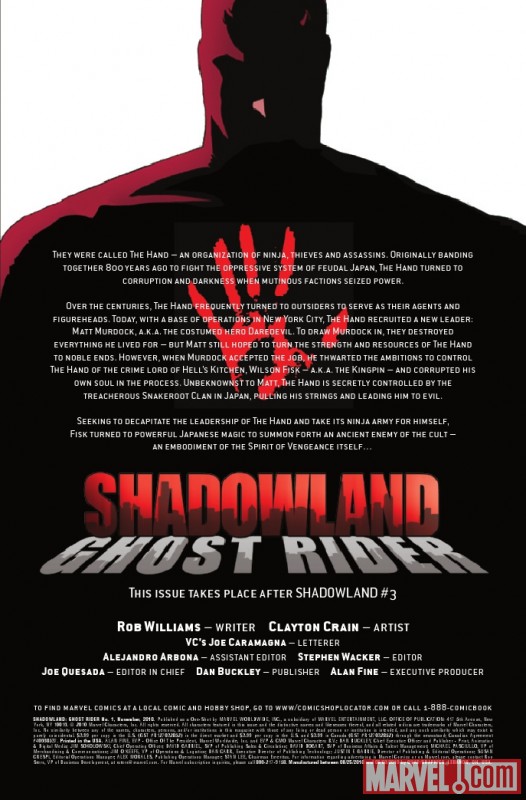 SHADOWLAND: GHOST RIDER #1 recap page