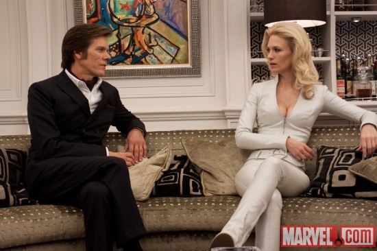 Kevin Bacon and January Jones in X-Men: First Class