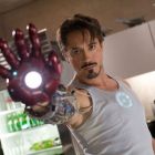 Downey Jr. as Stark, wielding Iron Man's gauntlet