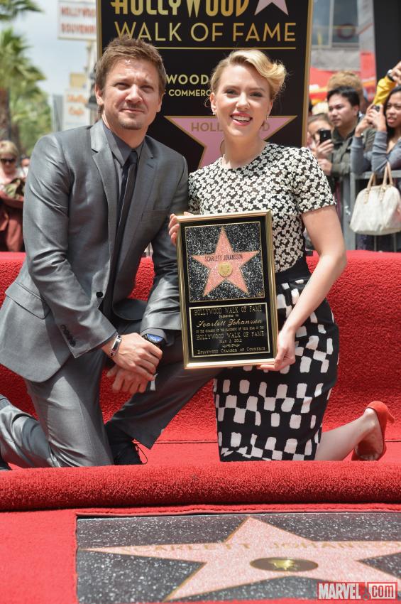 Scarlett Johansson receiving her star on the Hollywood Walk of Fame
