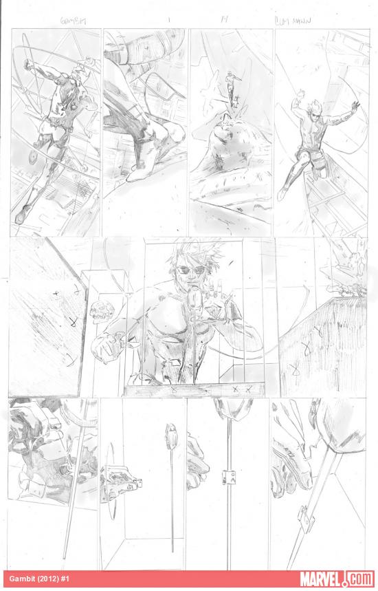 Gambit #1 (2012) preview pencils by Clay Mann