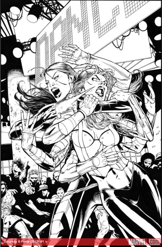 Uncanny X-Force (2013) #1 black and white preview art by Ron Garney