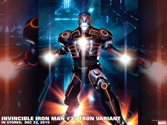 Invincible Iron Man #33 Tron variant by Salvador Larroca 