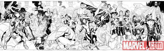 X-Men: Schism black and white art by Frank Cho