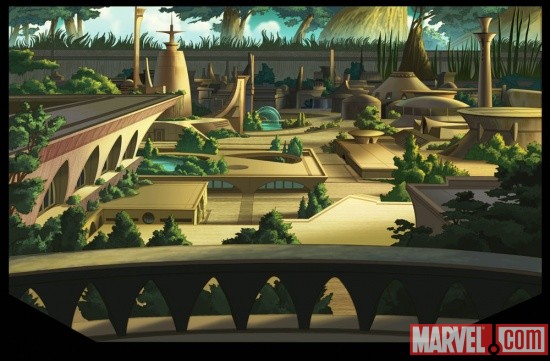 Background art of Kona Lifandi from Thor: Tales of Asgard