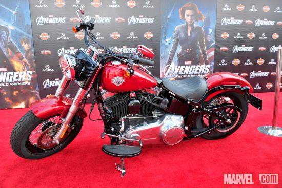 Harley-Davidson motorcycle on Avengers red carpet