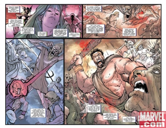 HULK VS. HERCULES: WHEN TITANS CLASH #1, pages 4-5