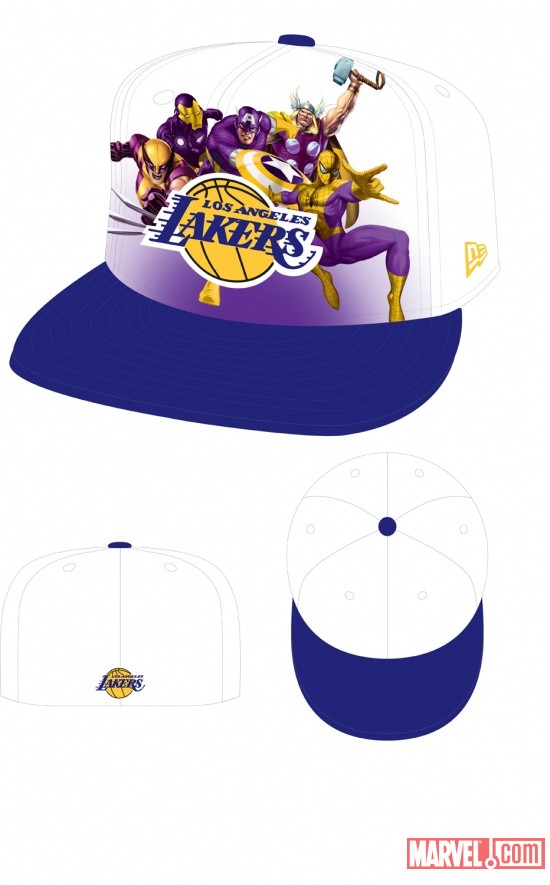 Los Angeles Lakers NBA Marvel Heroes Hat Concept Art