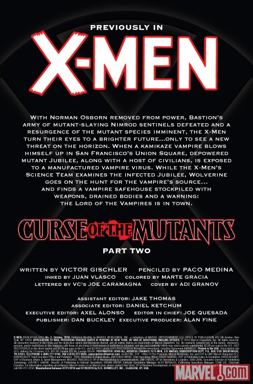 X-Men #2 recap page