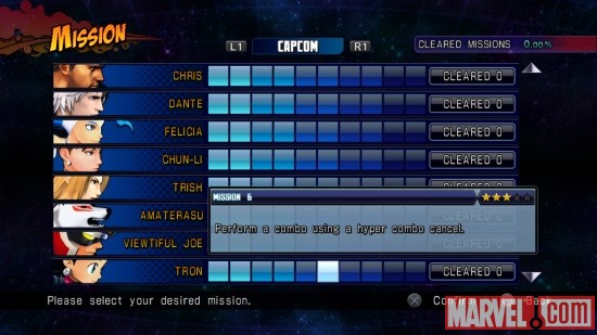 Marvel vs. Capcom 3 Mission Mode screenshot