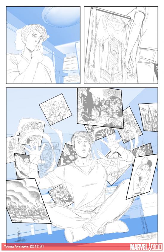 Young Avengers #1 (2013) preview pencils by Jamie McKelvie