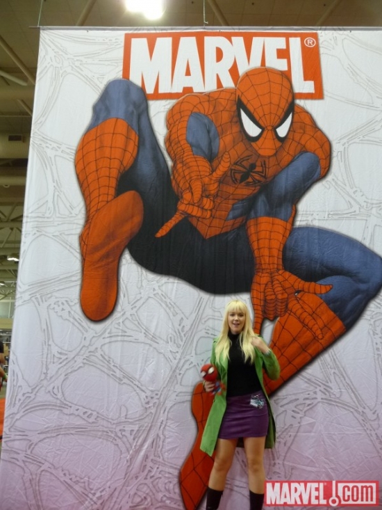 Gwen Stacey cosplayer at Marvel's Fan Expo Canada booth