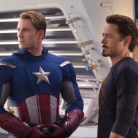 Chris Evans and Robert Downey, Jr. star as Captain America and Tony Stark/Iron Man in Marvel's The Avengers