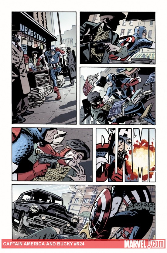 Captain America & Bucky #624 preview art by Chris Samnee