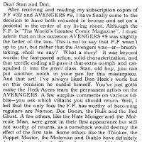 George R. R. Martin's letter printed in Avengers (1963) #12