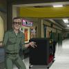 Stan the janitor strikes a Spider-Man pose