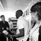 Actor Michael K. Williams with Marvel Senior Editor Nick Lowe, Editor Jeanine Schaefer and editor Daniel Ketchum