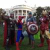 Thor, Iron Man, Captain America and Spider-Man at the White House Easter Egg Roll
