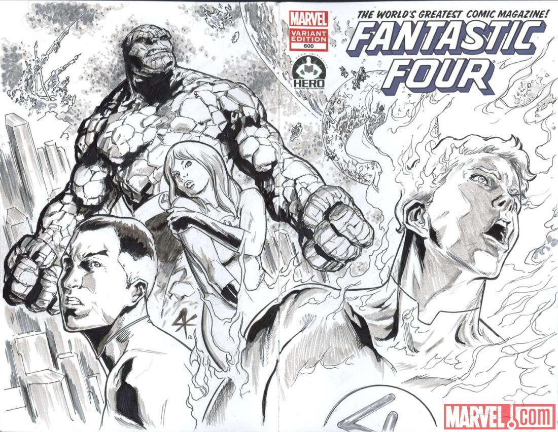 Fantastic Four #600 Hero Initiative variant cover by Steve Kurth 