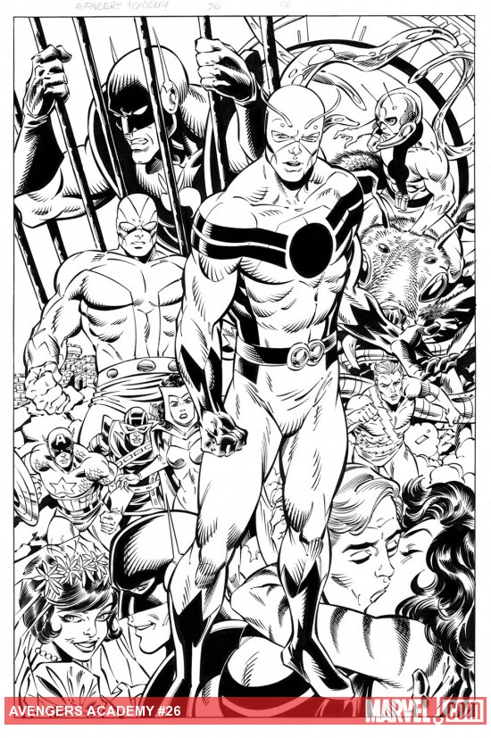 Avengers Academy #26 black and white preview art by Tom Grummett
