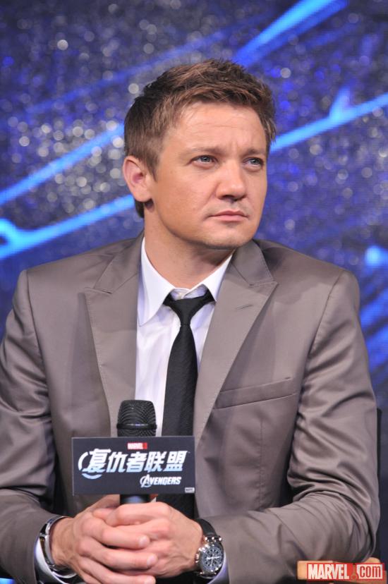 Jeremy Renner at the Beijing premiere of Marvel's The Avengers