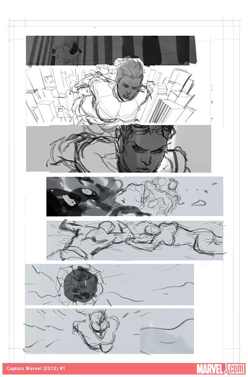 Captain Marvel (2012) #1 preview pencils by Dexter Soy