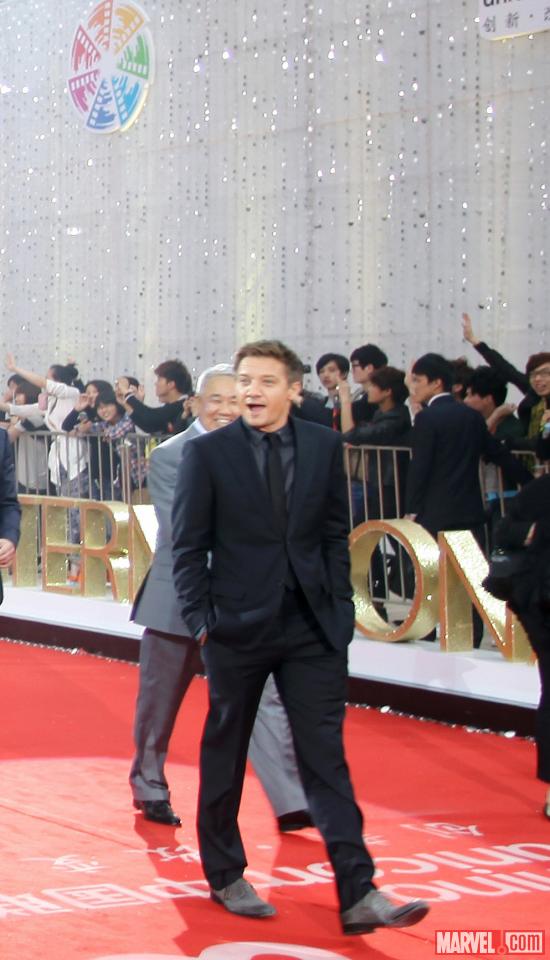 Jeremy Renner at the Beijing premiere of Marvel's The Avengers