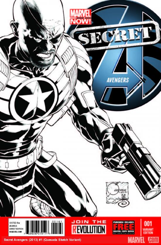 SECRET AVENGERS 1 QUESADA SKETCH VARIANT (NOW, 1 FOR 150, WITH DIGITAL CODE)