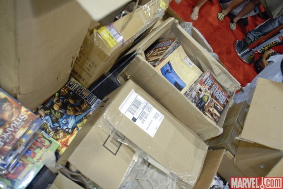 Marvel Booth comics and swag