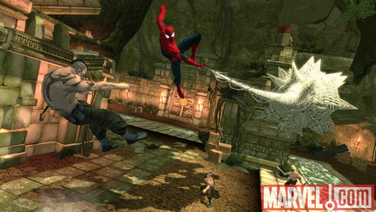 A screenshot of Amazing Spider-Man from Spider-Man: Shattered Dimensions