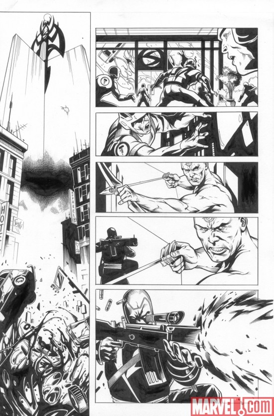 DARK REIGN: THE LIST - AVENGERS black and white preview art by Marko Djurdjevic