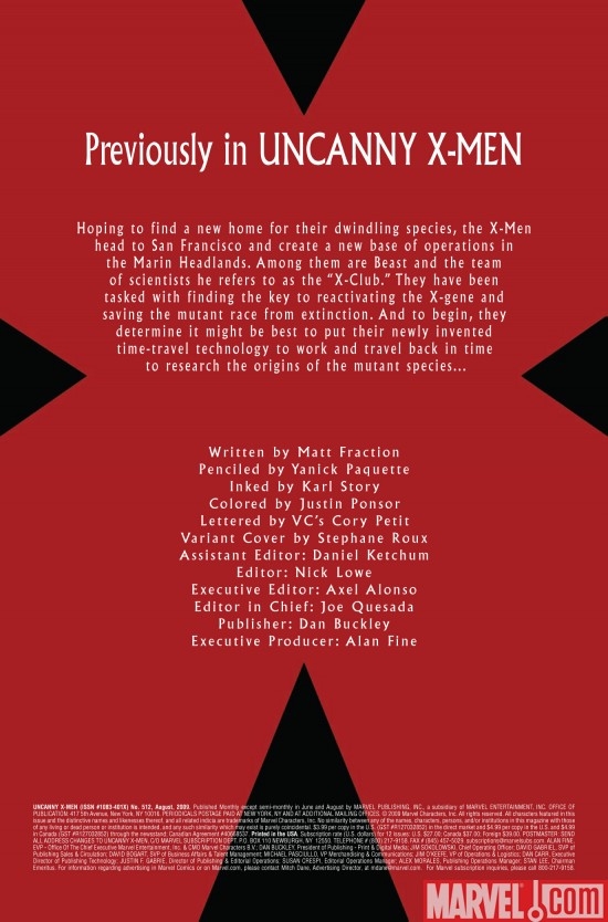 UNCANNY X-MEN #512, intro page