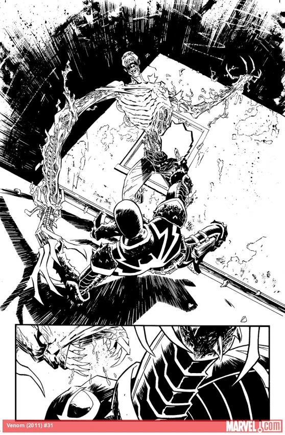 Venom (2011) #31 black and white preview art by Declan Shalvey