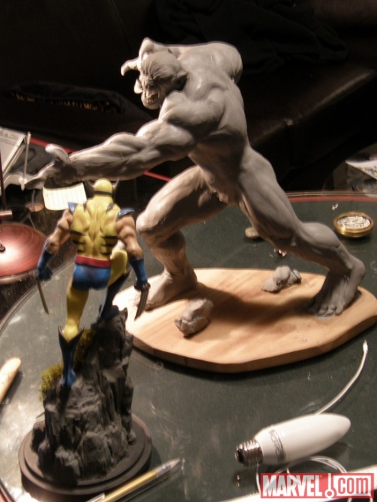 Wendigo prototype statue and Wolverine statue from Bowen Designs