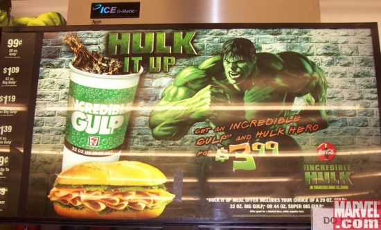 Incredible Hulk display over soda fountain
